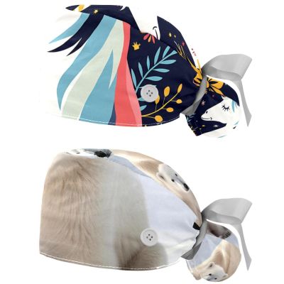 2-Pc,Gourd-Shaped Working Cap,Fisherman Hat with Buttons and Cotton Sweatband,Unicorn Animal Leaf Flower
