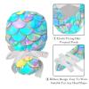 2-Pc,Working Hat,Nursing Hat,Surgical Surgery Hats,Bouffant Tie Back Hats,Candy Color Mermaid Fish Scale view 4