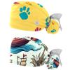 2-Pc,Gourd-Shaped Working Cap,Fisherman Hat with Buttons and Cotton Sweatband,Colored Paws Yellow Background view 1
