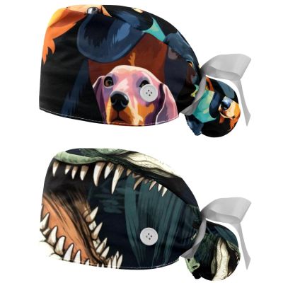 2-Pc,Gourd-Shaped Working Cap,Fisherman Hat with Buttons and Cotton Sweatband,Colorful Dachshund Animal Dog Illustration