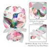 2-Pc,Nurse Scrub Caps,Scrub Hats with Buttons and Cotton Sweatband,Colorful Floral Rose Hummingbird view 4