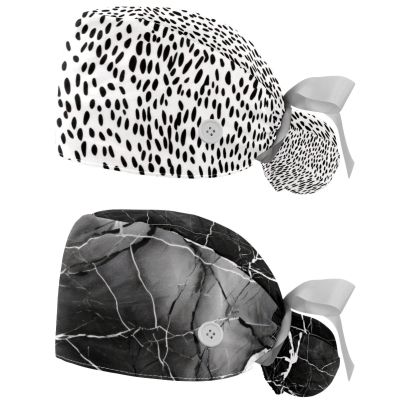 2-Pc,Gourd-Shaped Working Cap,Fisherman Hat with Buttons and Cotton Sweatband,Abstract Style Animal Floral