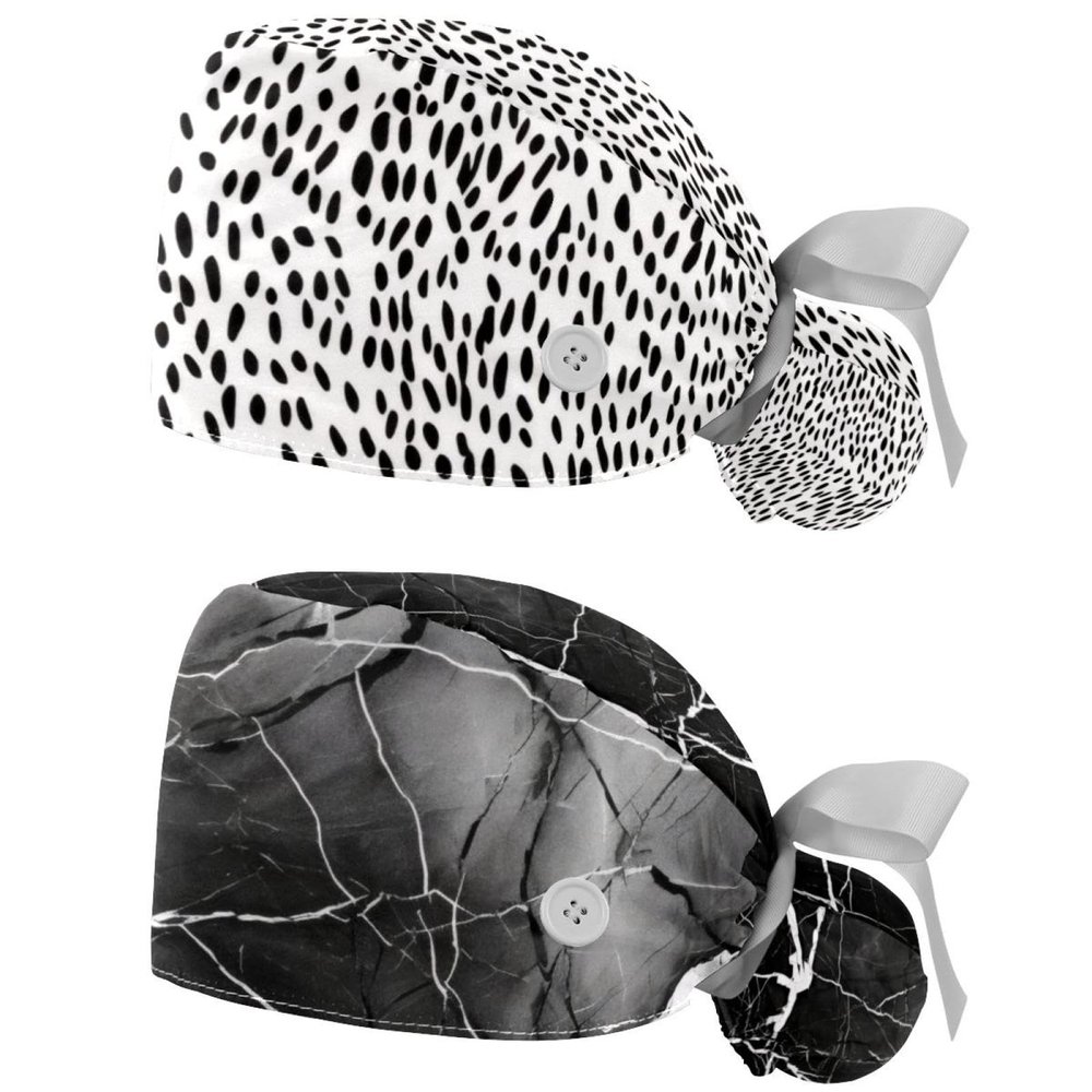 2-Pc,Gourd-Shaped Working Cap,Fisherman Hat with Buttons and Cotton Sweatband,Abstract Style Animal Floral