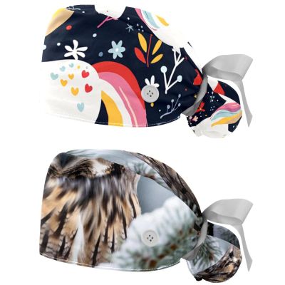 2-Pc,Gourd-Shaped Working Cap,Fisherman Hat with Buttons and Cotton Sweatband,Unicorn Animal Leaf Flower