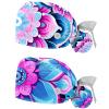 2-Pc,Gourd-Shaped Working Cap,Fisherman Hat with Buttons and Cotton Sweatband,Blue Flower Wave Paisley Mandala view 1
