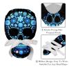 2-Pc,Bouffant Turban Hats,Tie Back Hat with Buttons,Fishing Hat,Blue Floral Skull view 4