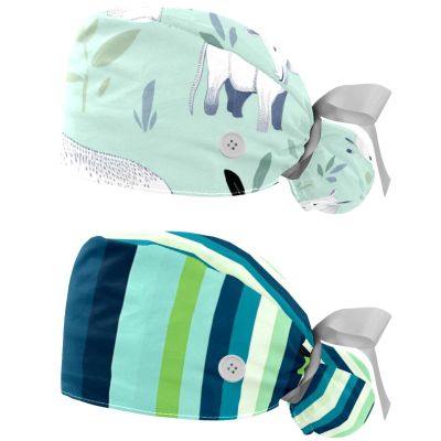 2-Pc,Gourd-Shaped Working Cap,Fisherman Hat with Buttons and Cotton Sweatband,African Animals Hippopotamus