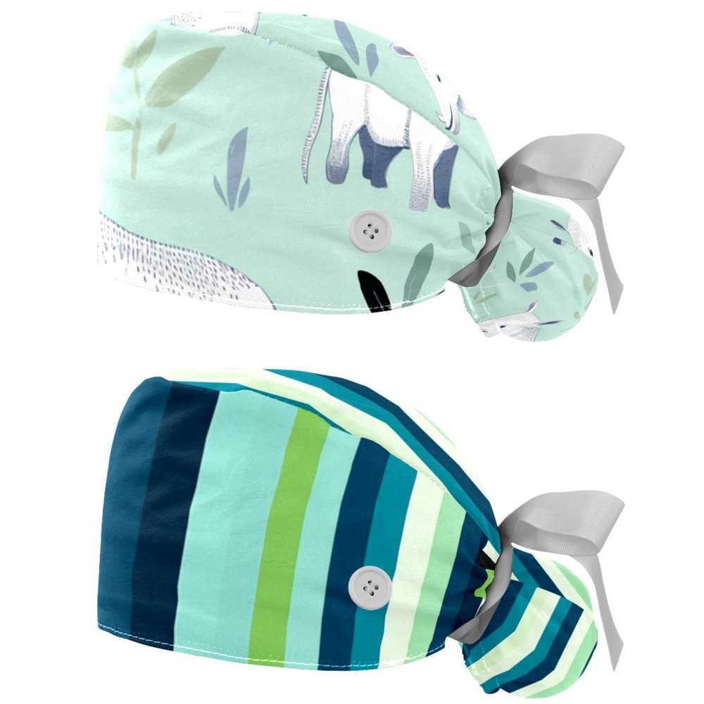 2-Pc,Gourd-Shaped Working Cap,Fisherman Hat with Buttons and Cotton Sweatband,African Animals Hippopotamus