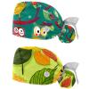 2-Pc,Gourd-Shaped Working Cap,Fisherman Hat with Buttons and Cotton Sweatband,Cartoon Eagle Fruit Tree Owl view 1
