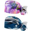 2-Pc,Nurse Scrub Caps,Scrub Hats with Buttons and Cotton Sweatband,Purple Painting Flower Blossom view 1