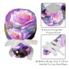 2-Pc,Nurse Scrub Caps,Scrub Hats with Buttons and Cotton Sweatband,Purple Painting Flower Blossom view 4