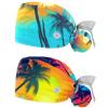 2-Pc,Gourd-Shaped Working Cap,Fisherman Hat with Buttons and Cotton Sweatband,Colorful Tropical Tree Sunset view 1