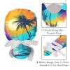2-Pc,Gourd-Shaped Working Cap,Fisherman Hat with Buttons and Cotton Sweatband,Colorful Tropical Tree Sunset view 4