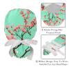 2-Pc,Gourd-Shaped Working Cap,Fisherman Hat with Buttons and Cotton Sweatband,Cherry Blossoms on Green Background view 4