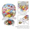 2-Pc,Nurse Scrub Caps,Scrub Hats with Buttons and Cotton Sweatband,Flowers and Butterflies Garden view 4