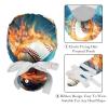 2-Pc,Gourd-Shaped Working Cap,Fisherman Hat with Buttons and Cotton Sweatband,Baseball in Fire and Water view 4
