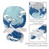 2-Pc,Gourd-Shaped Working Cap,Fisherman Hat with Buttons and Cotton Sweatband,Blue Waves Abstract Ocean view 4