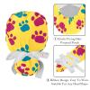 2-Pc,Nurse Scrub Caps,Scrub Hats with Buttons and Cotton Sweatband,Colored Paws Yellow Background view 4