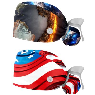 2-Pc,Gourd-Shaped Working Cap,Fisherman Hat with Buttons and Cotton Sweatband,3D Yin Yang Gossip Moon Earth