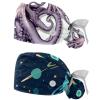 2-Pc,Nurse Scrub Caps,Scrub Hats with Buttons and Cotton Sweatband,Abstract Ocean Octopus view 1