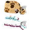 2-Pc,Nurse Scrub Caps,Scrub Hats with Buttons and Cotton Sweatband,Cute Animal Dog Paw Pattern view 1