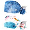 2-Pc,Nurse Scrub Caps,Scrub Hats with Buttons and Cotton Sweatband,Blue Marble Abstract Texture view 1
