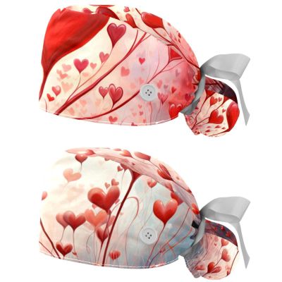 2-Pc,Gourd-Shaped Working Cap,Fisherman Hat with Buttons and Cotton Sweatband,Valentines Day Love Heart
