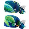 2-Pc,Gourd-Shaped Working Cap,Fisherman Hat with Buttons and Cotton Sweatband,Fish Jellyfish Cartoon Sea Turtle view 1