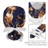 2-Pc,Nurse Scrub Caps,Scrub Hats with Buttons and Cotton Sweatband,Black Brown Dachshund Dog view 4