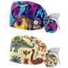 2-Pc,Nurse Scrub Caps,Scrub Hats with Buttons and Cotton Sweatband,Colored Abstract Fishes view 1