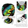 2-Pc,Nurse Scrub Caps,Scrub Hats with Buttons and Cotton Sweatband,Chameleon Tropical Leaves view 4