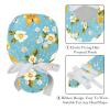 2-Pc,Nurse Scrub Caps,Scrub Hats with Buttons and Cotton Sweatband,Butterfly Blue Background Flowers view 4
