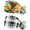 2-Pc,Nurse Scrub Caps,Scrub Hats with Buttons and Cotton Sweatband,Bird Butterfly Strawberry Floral Flowers view 1