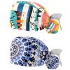 2-Pc,Nurse Scrub Caps,Scrub Hats with Buttons and Cotton Sweatband,Cartoon Dinosaur Rainbow Stripe view 1