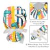 2-Pc,Nurse Scrub Caps,Scrub Hats with Buttons and Cotton Sweatband,Cartoon Dinosaur Rainbow Stripe view 4