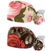 2-Pc,Nurse Scrub Caps,Scrub Hats with Buttons and Cotton Sweatband,Vintage Flowers Leaves Pink Plant view 1