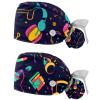 2-Pc,Gourd-Shaped Working Cap,Fisherman Hat with Buttons and Cotton Sweatband,Cartoon Color Music Theme Floral view 1