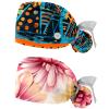 2-Pc,Nurse Scrub Caps,Scrub Hats with Buttons and Cotton Sweatband,Flower Africa Boho view 1
