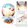 2-Pc,Nurse Scrub Caps,Scrub Hats with Buttons and Cotton Sweatband,Butterflies Flower Garden view 4