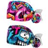 2-Pc,Nurse Scrub Caps,Scrub Hats with Buttons and Cotton Sweatband,Colorful Graffiti Art Monster Illustration view 1