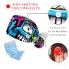 2-Pc,Nurse Scrub Caps,Scrub Hats with Buttons and Cotton Sweatband,Colorful Graffiti Art Monster Illustration view 3