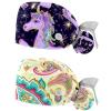 2-Pc,Gourd-Shaped Working Cap,Fisherman Hat with Buttons and Cotton Sweatband,Cartoon Unicorn Running Purple view 1