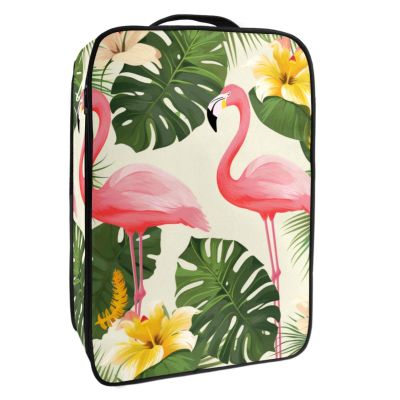 Travel Shoe Bag,Waterproof Portable Organizer Storage Shoe Pouch,Flamingo and Leaves Banana