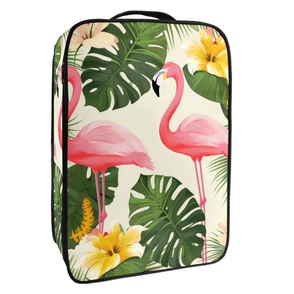 Travel Shoe Bag,Waterproof Portable Organizer Storage Shoe Pouch,Flamingo and Leaves Banana