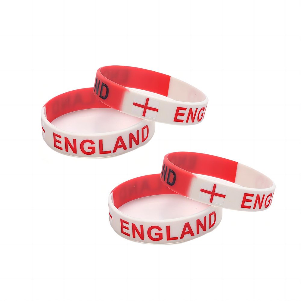 4 Pieces of European Cup Cheer Silicone Wristbands, Football Cheer Wristbands, Basketball and Volleyball Fan Souvenir Wristbands (England, One Size, England)