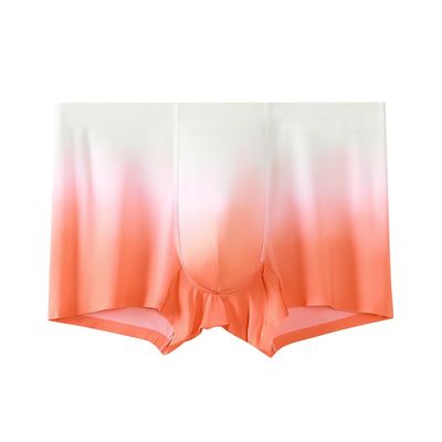Feelonger Men's New Ice Silk Touch-cool Underwear Fast-Drying Daily dress Boxer briefs Sweet Absorbing Attractive Colorful Trunks (US, Alpha, 3X-Large, Regular, Regular, Gentleman Orange)