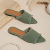 NEUUGO Women's Fashion Denim Cloth Flat Slides Sandals Summer Fish Mouth Open Toe Tassel Comfort Soft Slip On Outdoor Slipper Walking Beach Casual Sandals (Green,6) view 2