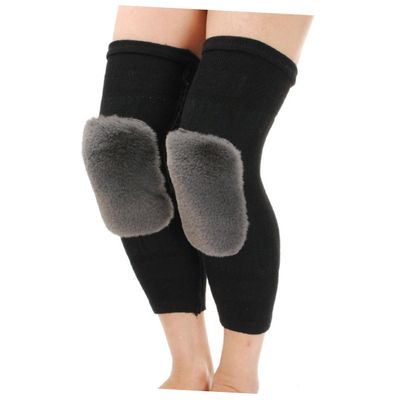 FOMIYES Warm Cashmere Knee Pads Thick Comfortable Support for Winter Activities for Elders and Outdoor Sports Black
