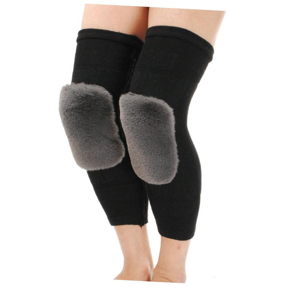 FOMIYES Warm Cashmere Knee Pads Thick Comfortable Support for Winter Activities for Elders and Outdoor Sports Black