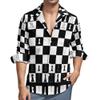 IOEDTHBJ Black and White Layout of A Chess Board Pattern Shirt Casual Button Down Shirts Long Sleeve Shirt Dress Shirt, X-Small, Style view 1